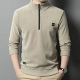 Premium – pullover aus alpaka-fleece mit halbem reibverschluss – Grau
