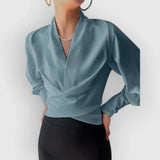 Ellie | Wickel V-Ausschnitt Bluse – Hellblau