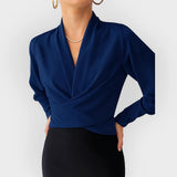 Ellie | Wickel V-Ausschnitt Bluse – Blau