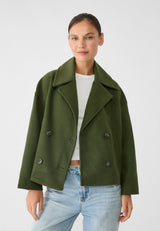 Eleganter Damen Zweireihiger Kurzmantel – Grün