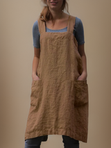 Damen Kleid | Schürzenform mit durchgehendem Taschenbereich – Khaki