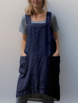 Damen Kleid | Schürzenform mit durchgehendem Taschenbereich – Marineblau