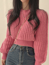 Bela-pullover - moderner grobstrickpullover für damen – Rosa