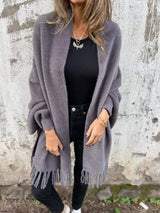 Warme Damenjacke | Lange Form – Grau