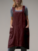 Damen Kleid | Schürzenform mit durchgehendem Taschenbereich – Rotwein