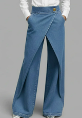 Hochtaillierte, lässige, cropped Wide-Leg Jeans für Frauen – Blau