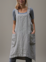 Damen Kleid | Schürzenform mit durchgehendem Taschenbereich – Grau