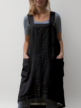 Damen Kleid | Schürzenform mit durchgehendem Taschenbereich – Schwarz