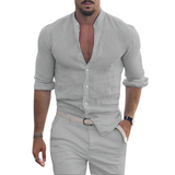 Marius - Stilvolle Leinenhemd - Sommerchic – Grau