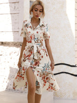 Maecee – Leichtes Kleid mit Blumenkragen – Creme