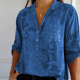 Langärmlige Bluse mit Blumenmuster für Damen | Ideal für den Sommer – Blau