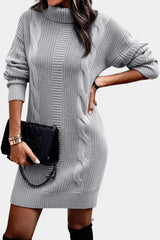 Ruchamit - Einfarbiges Strick Kleid Mit Rollkragen – Grau