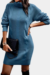 Ruchamit - Einfarbiges Strick Kleid Mit Rollkragen – Blau