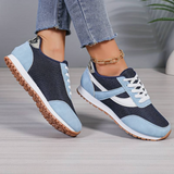 Atmungsaktive Damen Schnürschuhe Mit Robuster Gummi-Sohle - Lässiges Low-Top-Design – Blau