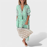 Marlena | Kleid mit V-Ausschnitt und A-Linien-Silhouette – Grün