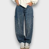 Nolene – Jeans mit Funkel-Finish und urbanem Charakter – Blau
