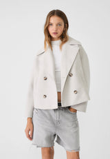 Kurzer Damen Wintermantel | Zweireihig – Beige