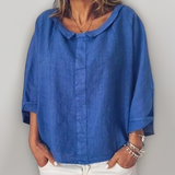 Kadia - Locker sitzende langärmelige Bluse – Blau