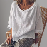 Kadia - Locker sitzende langärmelige Bluse – Weiß