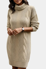 Ruchamit - Einfarbiges Strick Kleid Mit Rollkragen – Khaki