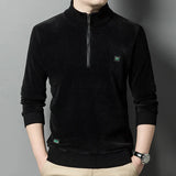 Premium – pullover aus alpaka-fleece mit halbem reibverschluss – Schwarz