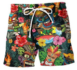 Schnelltrocknende Badeshorts mit Kordelzug Busmotiv – Hellblau