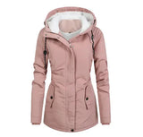 Wasserdichter, Gefütterter Wintermantel mit Kapuze – Rosa