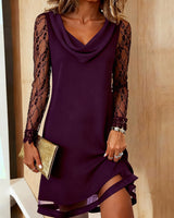 Farina - Knitterarmes Spitzenkleid in A-Linie – Flieder