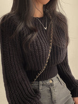 Bela-pullover - moderner grobstrickpullover für damen – Schwarz