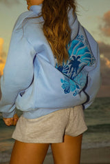 Damen Hoodie mit Print – Bequemer Kapuzenpullover im Oversize-Look – Blau