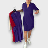 Mireysa – Kleid mit V-Ausschnitt und 3/4-Ärmeln – Violett