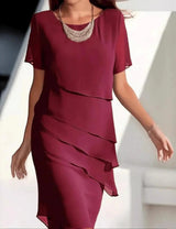 Elegantes Lagenkleid für Damen | Ideal für entspannte Tage – Rot