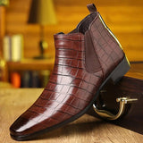 Chelsea-Stiefel aus Leder mit Krokodilprägung für Herren | Ideal für entspannte Tage – Dunkelbraun