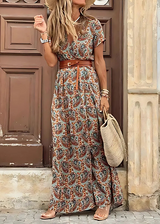 Carla | Elegantes langes Boho-Kleid – Braun