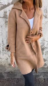 Ivanka | Langer Mantel mit Manschetten im Casual-Look – Khaki