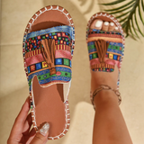 Margaret – Sandalen Mit Quasten im Bohemian Stil – Blau