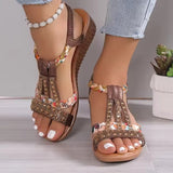 Böhmische Strassplattform Sandalen Damen – Bequeme Slingback mit Glitzer für Frühling/Sommer 2025 – Dunkelbraun