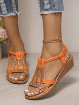 Böhmische Strassplattform Sandalen Damen – Bequeme Slingback mit Glitzer für Frühling/Sommer 2025 – Orange