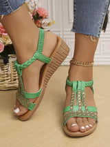 Böhmische Strassplattform Sandalen Damen – Bequeme Slingback mit Glitzer für Frühling/Sommer 2025 – Hellgrün