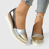 Ivy | Geschlossene Spitze Espadrille-Stil Loafer – Dunkel Gold