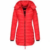 Lara – Lange Daunenjacke – Rot