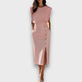 Corvaya – Bleistiftkleid mit Knopfleiste – Rosa