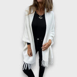 Meliora – Elegante Strickjacke mit Fransen – Weiß