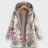 Arvienne – Fleecejacke mit Blumenmuster – Grau