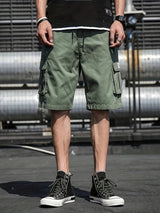 Kurze Cargo-Shorts mit mehreren Taschen für Herren | Ideal für den Sommer – Olivgrün