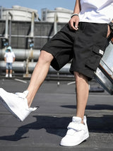 Kurze Cargo-Shorts mit mehreren Taschen für Herren | Ideal für den Sommer – Schwarz
