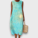 Lumaris – Kleid mit Sonnenmotiv – Türkis