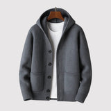 HIDEAKI | Luxuriöser Kapuzencardigan – Grau