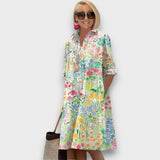 Liora – Hemdblusenkleid mit Blumendruck – Mehrfarbig
