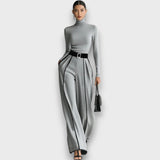 Maerina – Zweiteiliges Set mit Rollkragen und weiter Hose – Grau